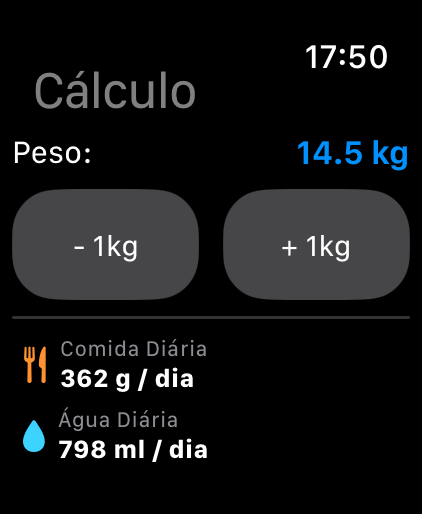 Calculadora de Comida e Água